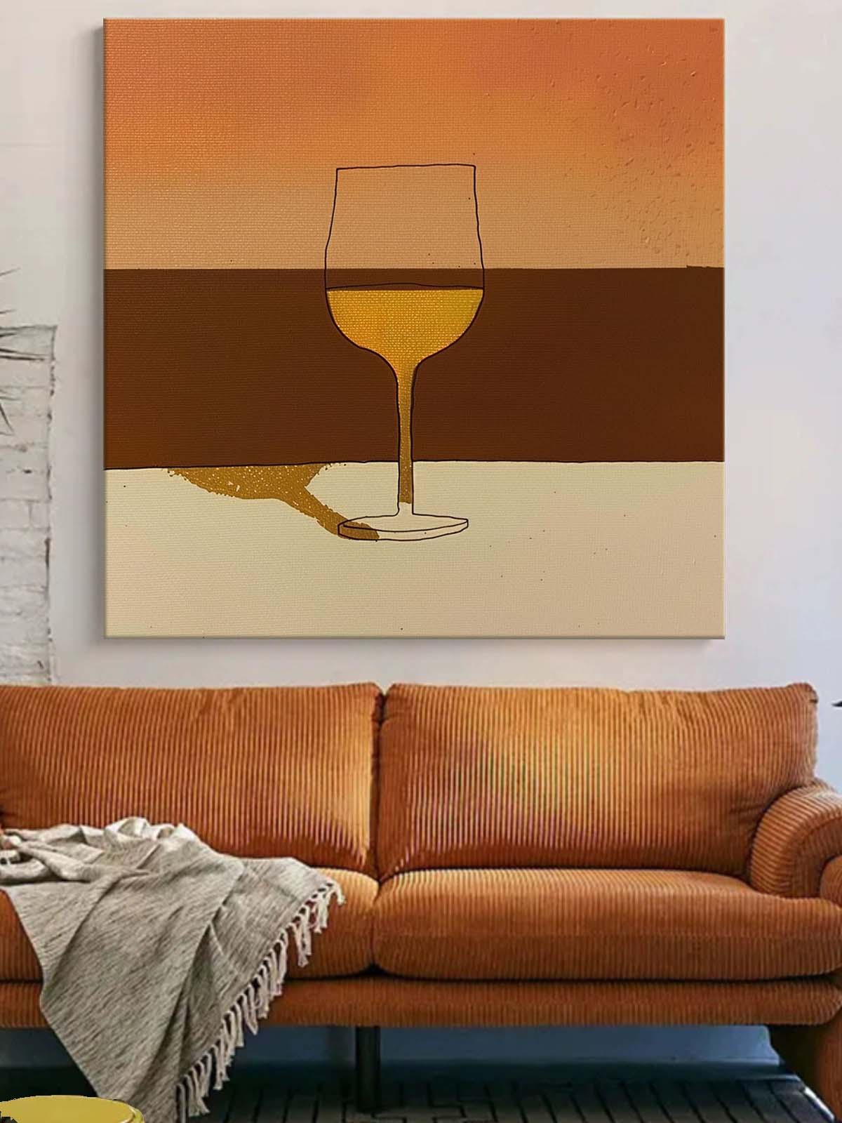 Mid Century Minimalist Painting On Canvas Minimalist Cup Wall Art On Canvas Large Retro Canvas Art