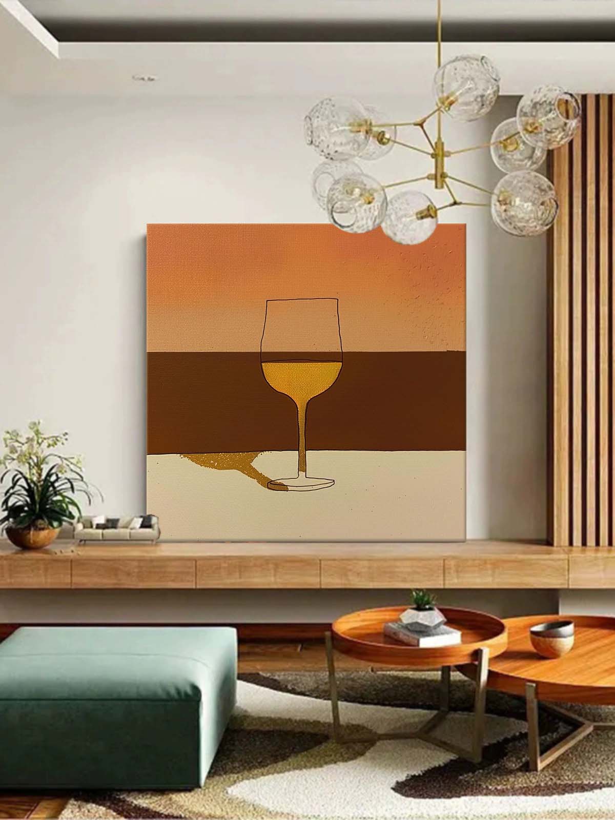 Mid Century Minimalist Painting On Canvas Minimalist Cup Wall Art On Canvas Large Retro Canvas Art