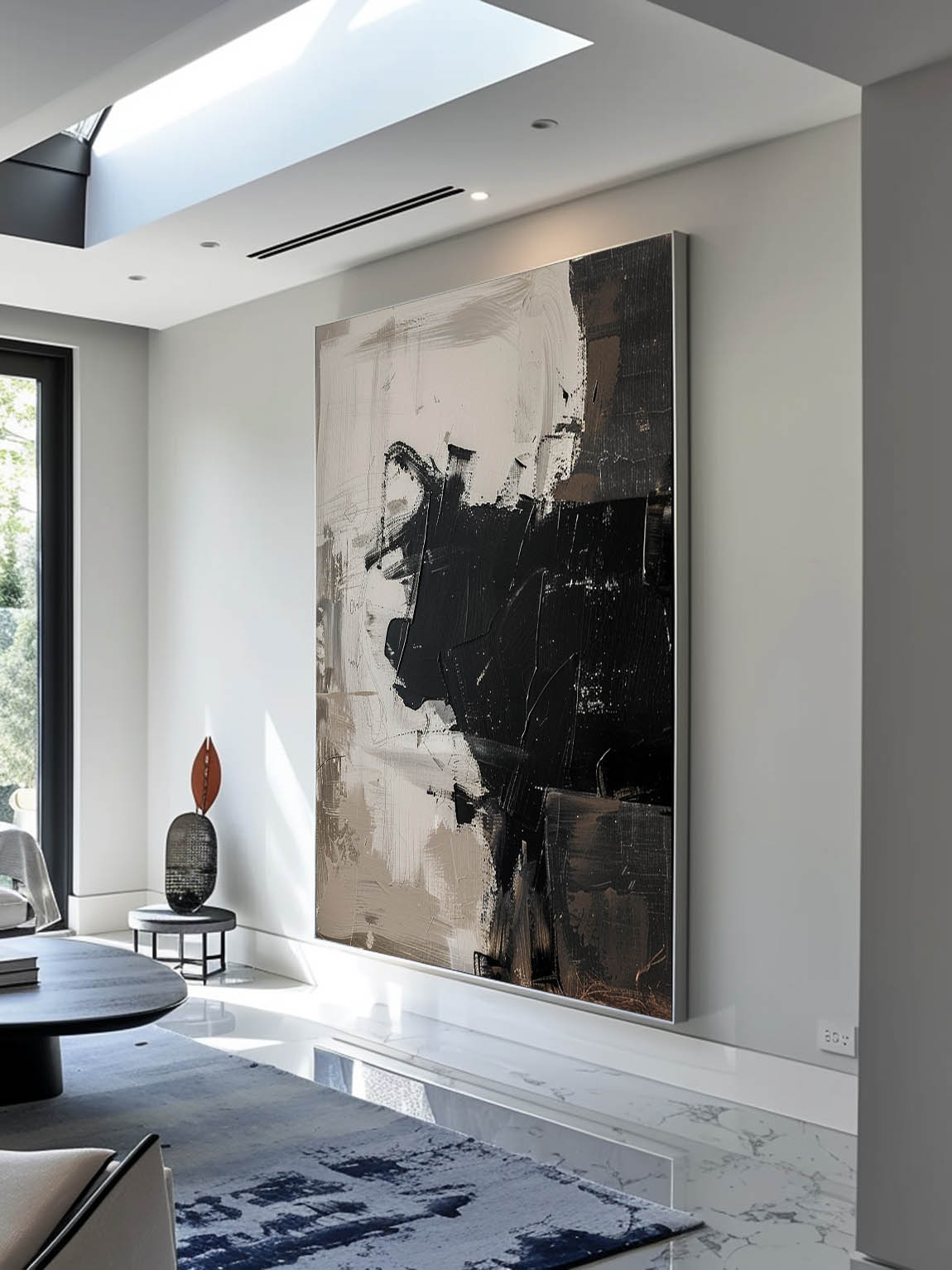 Vintage Black Bulls Oil Painting On Canvas Original Abstract Black Acrylic Painting Minimalist Black Bulls Texture Oil Painting