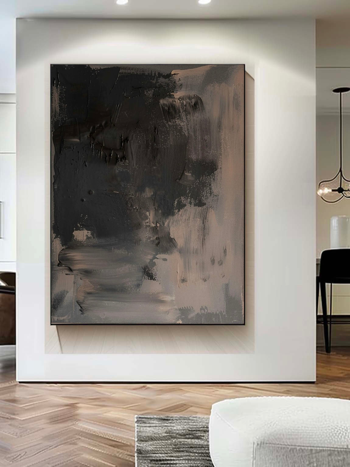 Vintage Black And Brown Abstract Painting Black And Brown Wall Art Large Black Abstract Painting Original Black Acrylic Painting