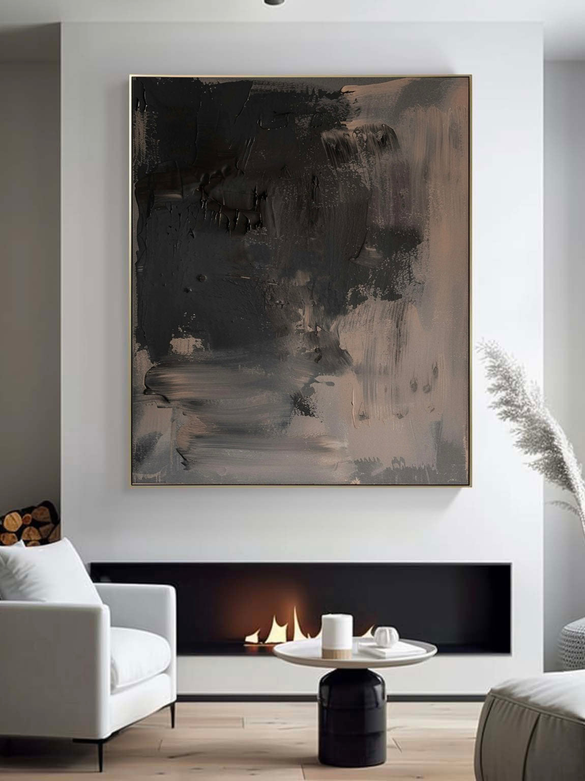 Vintage Black And Brown Abstract Painting Black And Brown Wall Art Large Black Abstract Painting Original Black Acrylic Painting