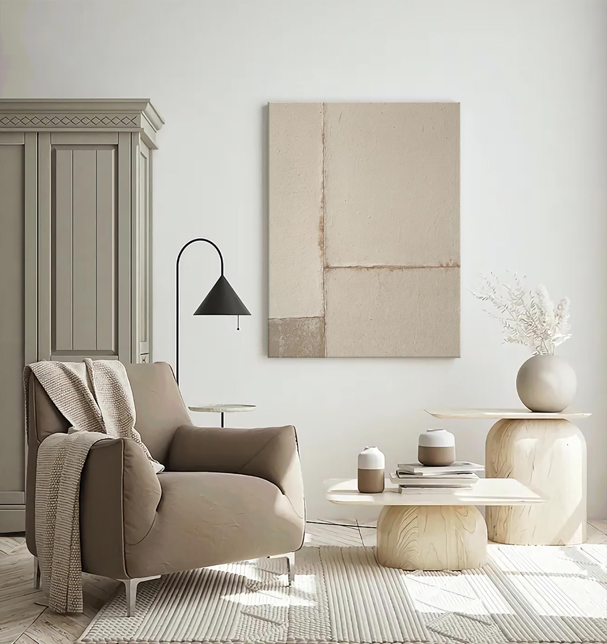 Large Pure Beige Minimalist Painting Neutral Beige Minimal Wall Art abstract Beige Painting