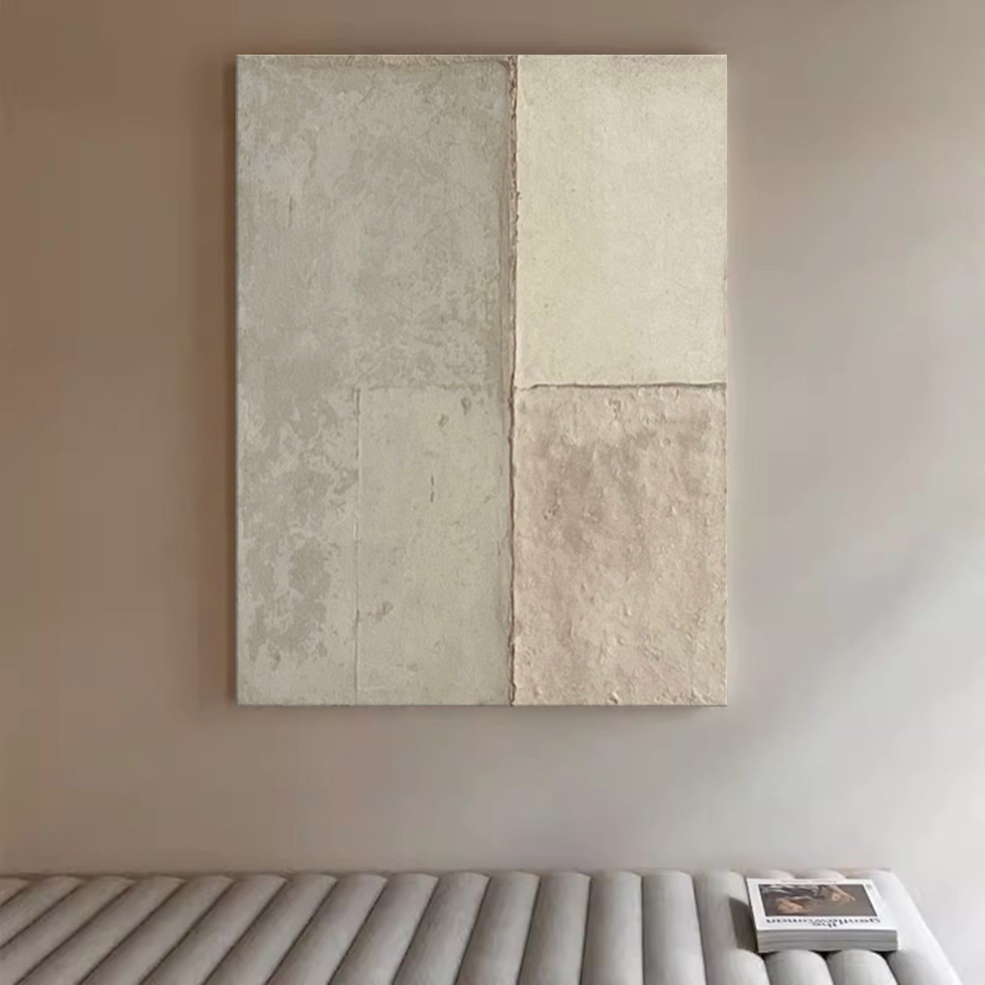 Beige Wabi Sabi Painting Pure Beige Minimalist Painting Neutral Art Wall Decoration