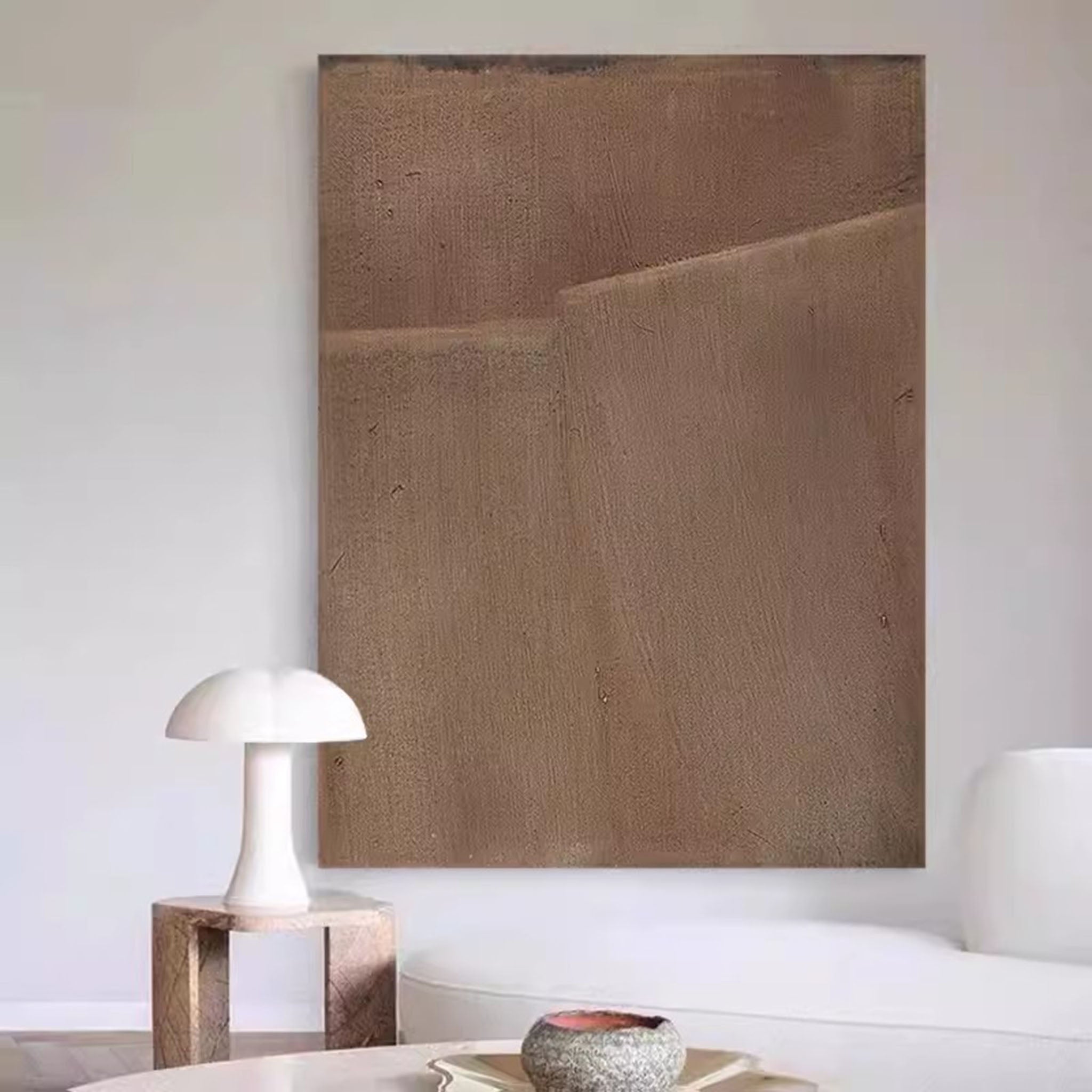 Large Minimalist Brown Abstract Painting on Canvas Brown Wabi Sabi Wall Art Brown Abstract Wall Art