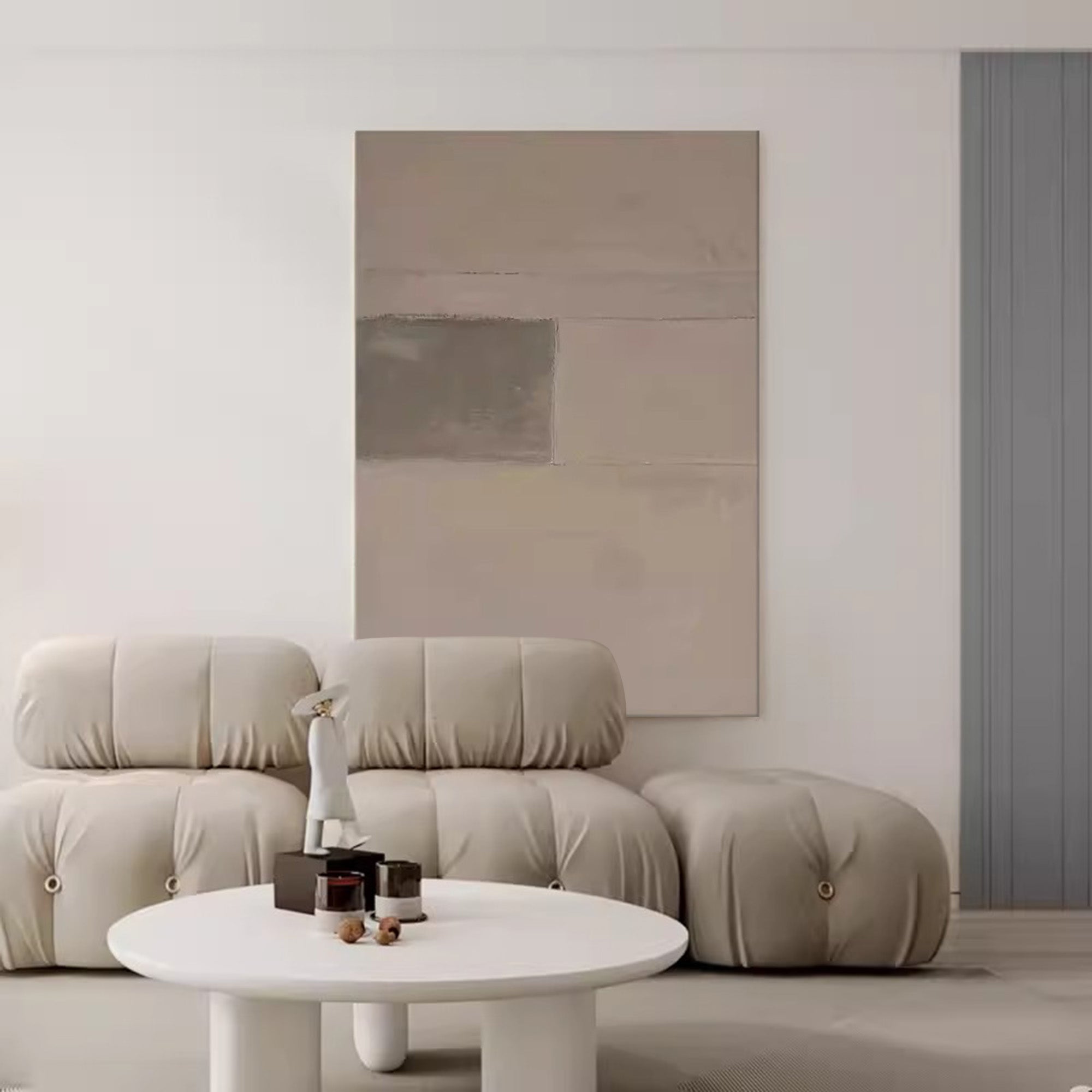 Beige And Grey Minimalist Wall Art Beige 3d Texture Painting Original Beige Abstract Painting