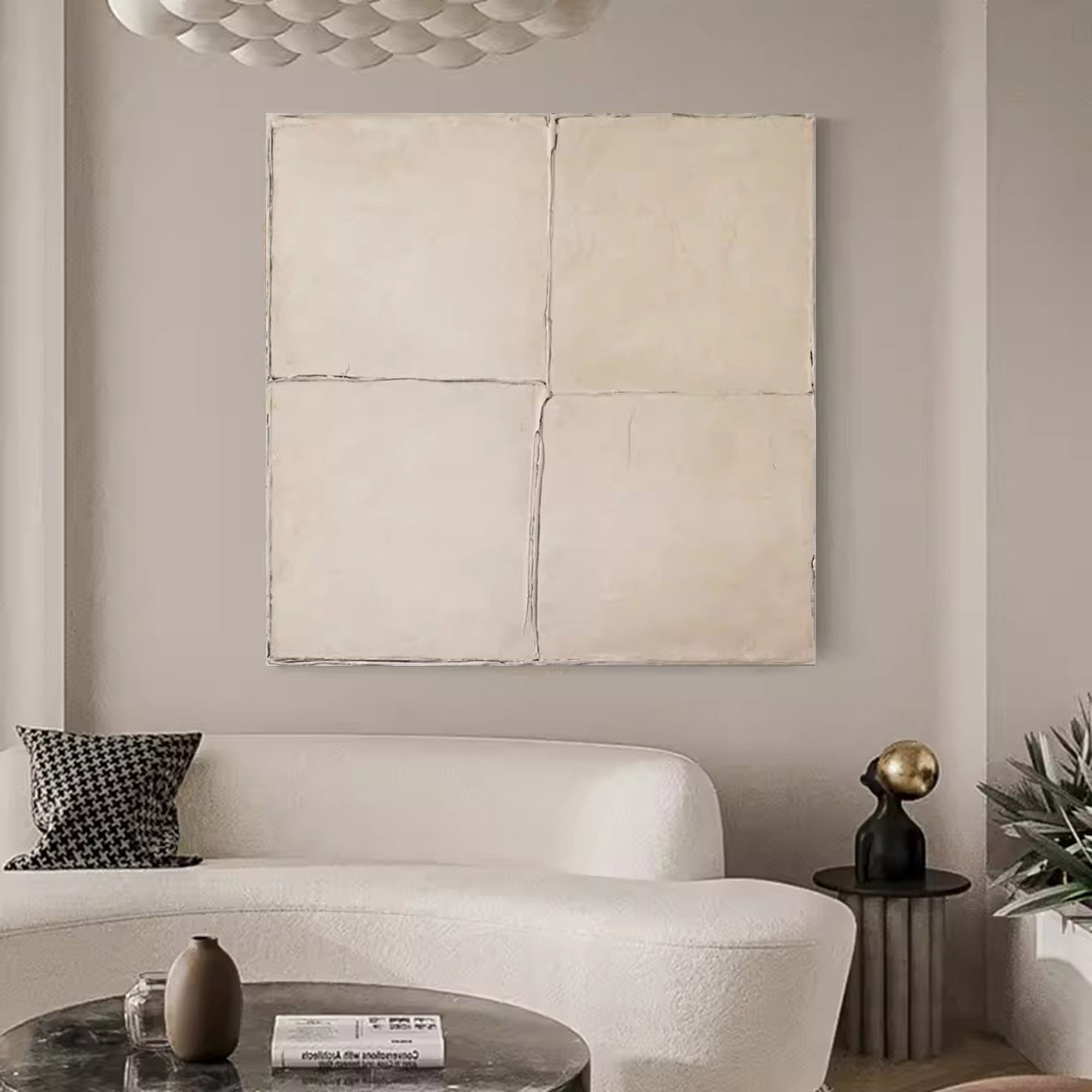 Large Neutral Beige Abstract Painting Neutral Pure Beige Wall Art Minimal Abstract Wall Art