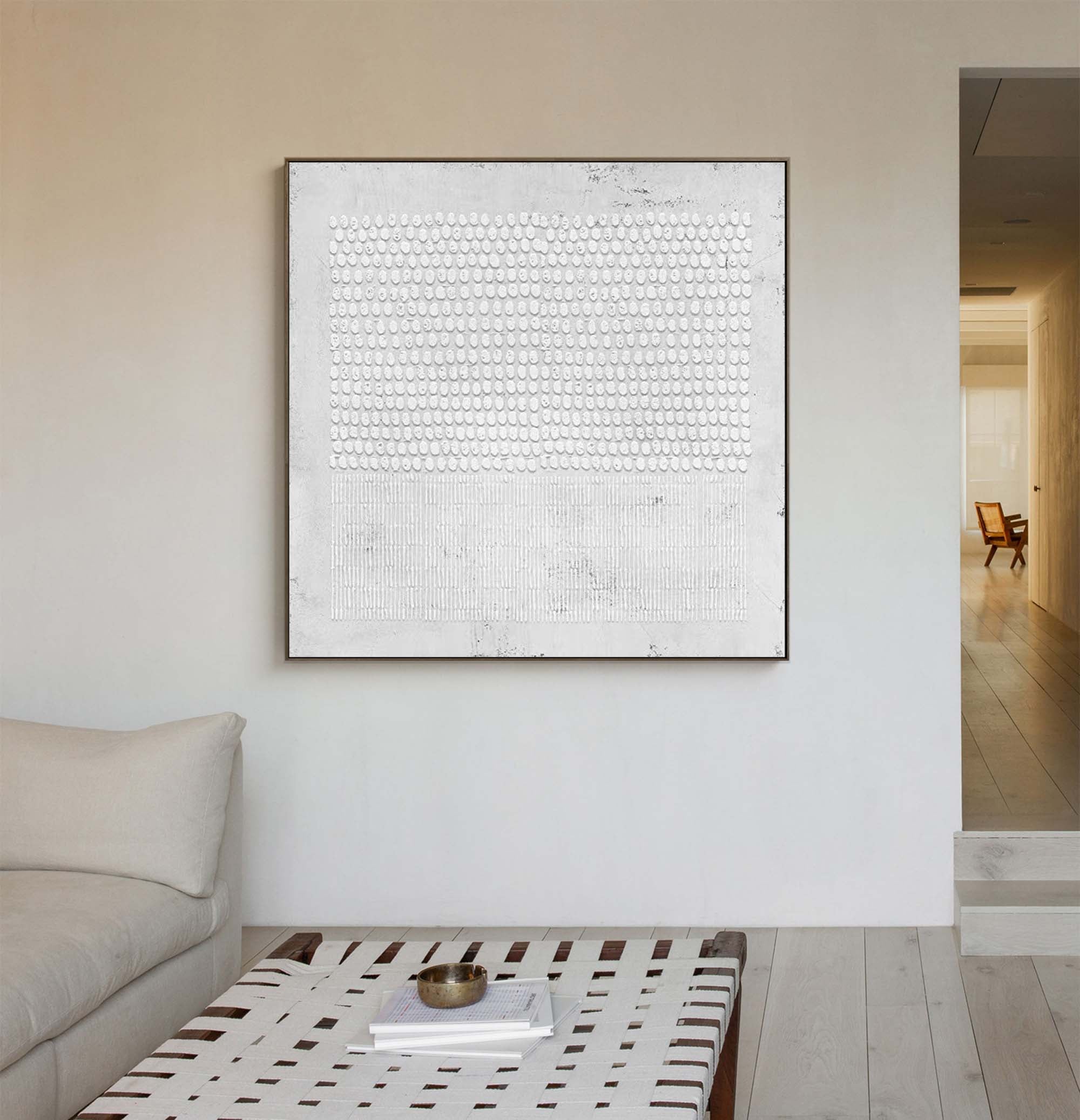 Minimalist White Painting Minimalist Textured Wall Art Contemporary ...