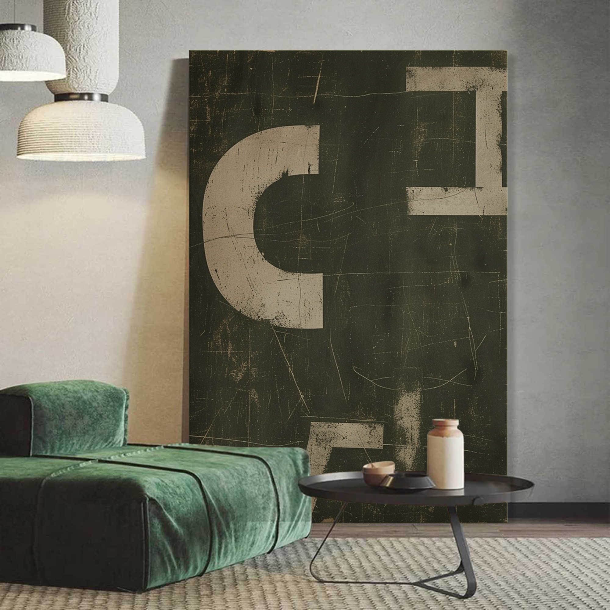 Green Minimalist Abstract Painting Large Green Abstract Painting Neutral Green Painting On Canvas