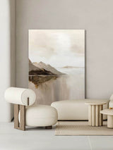 Large Beige Mountain Abstract Painting Earth Tone Minimalist Painting On Canvas Minimalist Beige Wall Art