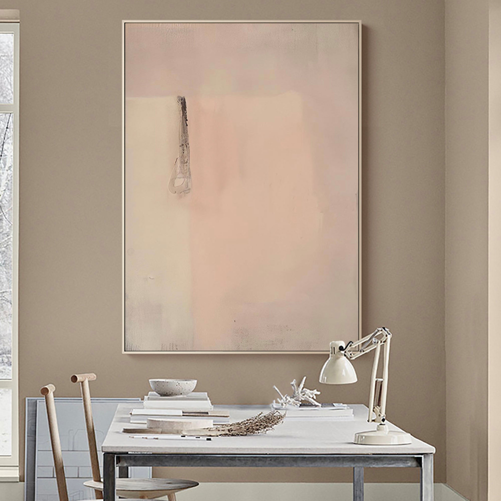 Large Beige And Pink 3d Abstract Painting Minimalist Beige Painting Beige Abstract Wall Art