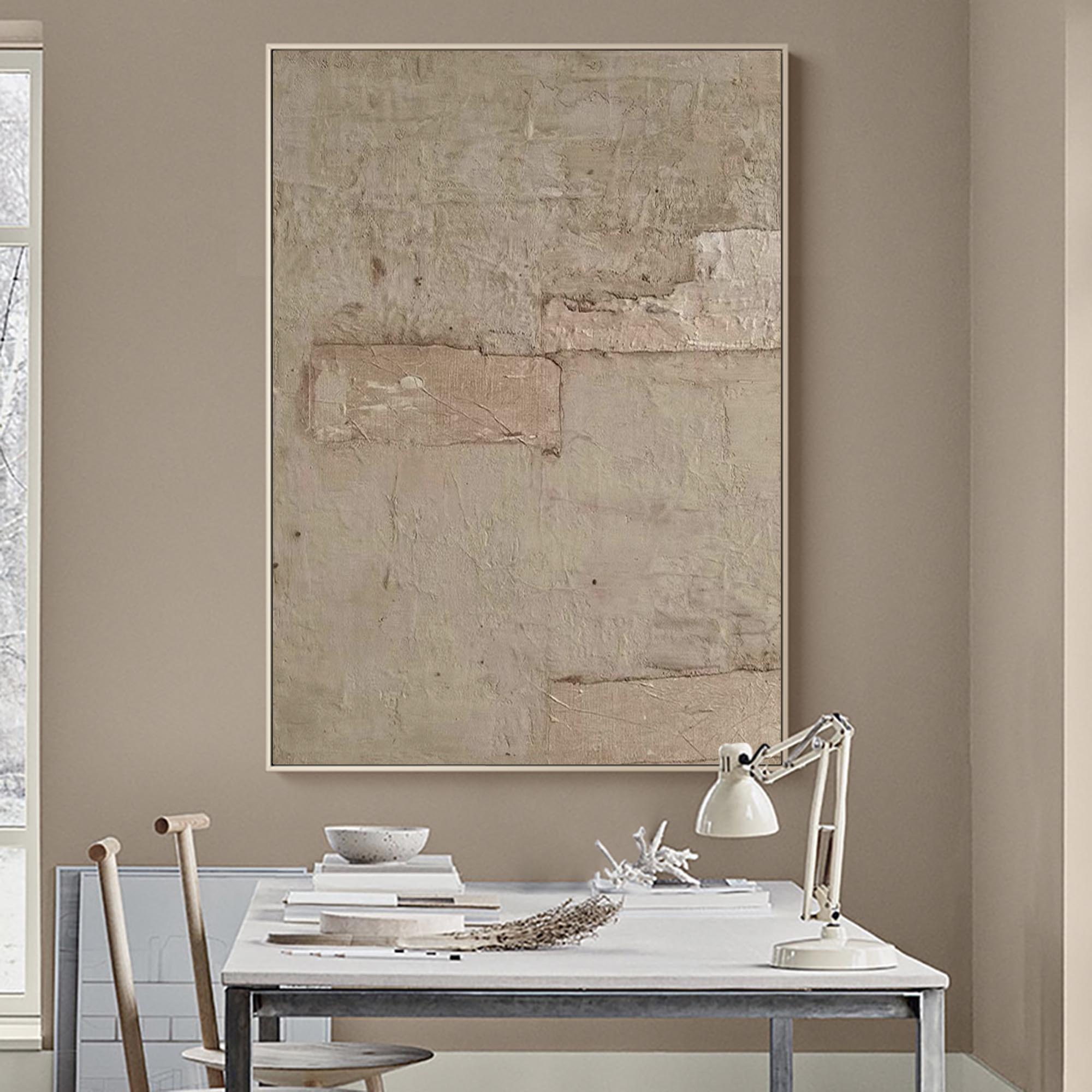 Light Brown Beige Abstract Art  Light Brown Minimalist Painting Large Textured Wall Art