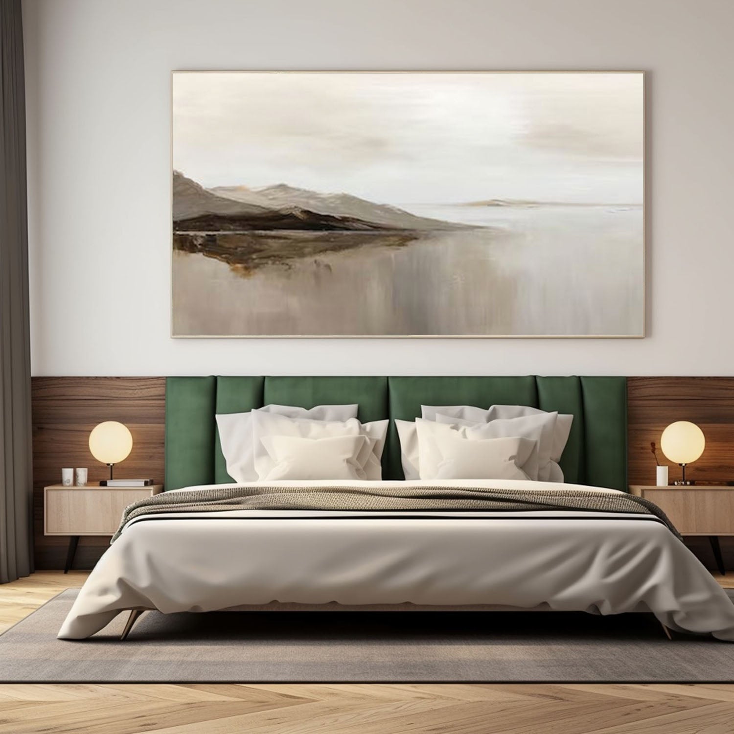 Large Gray Abstract Mountain Painting Beige Gray Abstract Wall Art Modern Living Room Wall Art