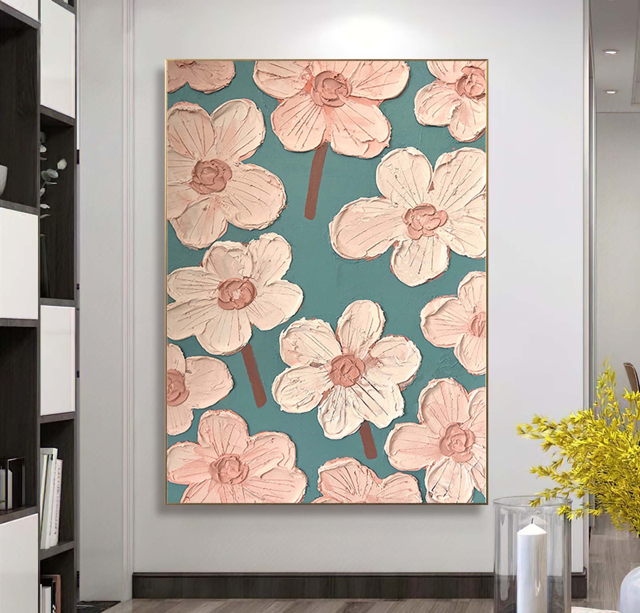 Pink Flower Painting Original Floral Painting Modern Textured Wall Art ...