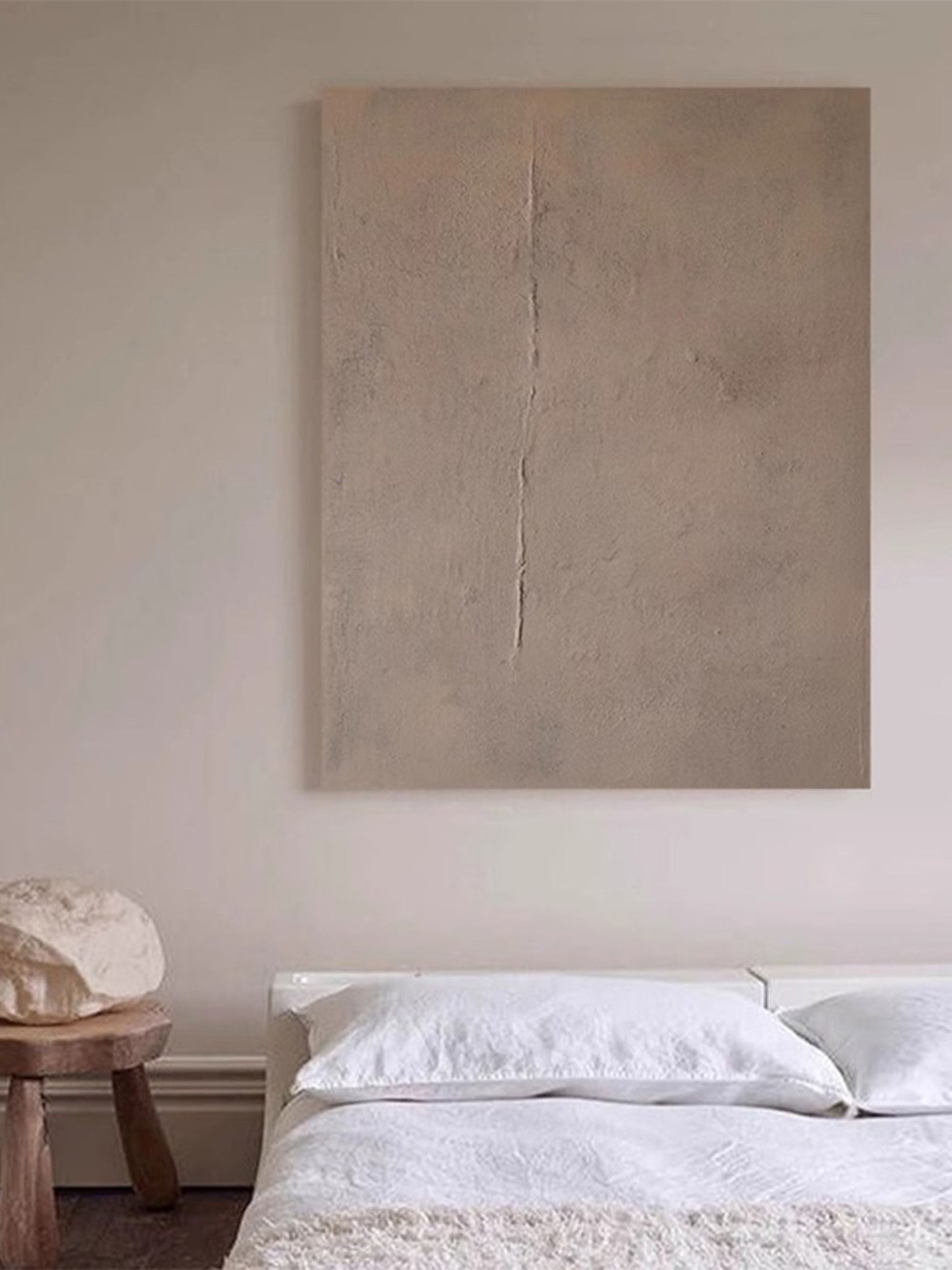 Pure Brown Plaster Wall Art Pure Neutral Minimalist Painting Large Brown Abstract Painting