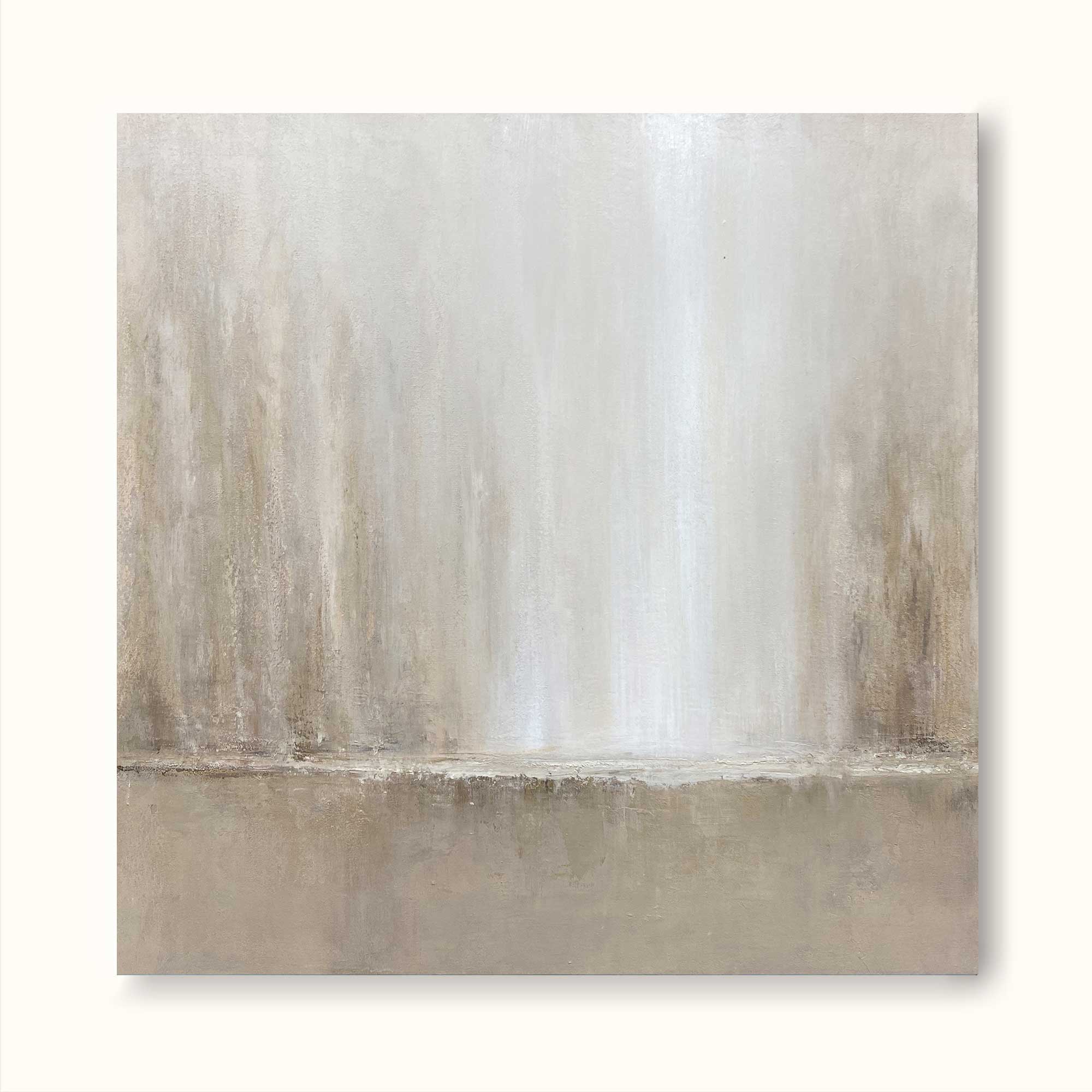 Minimalist Modern Abstract Acrylic Painting Beige Framed Minimalist Wall Decor