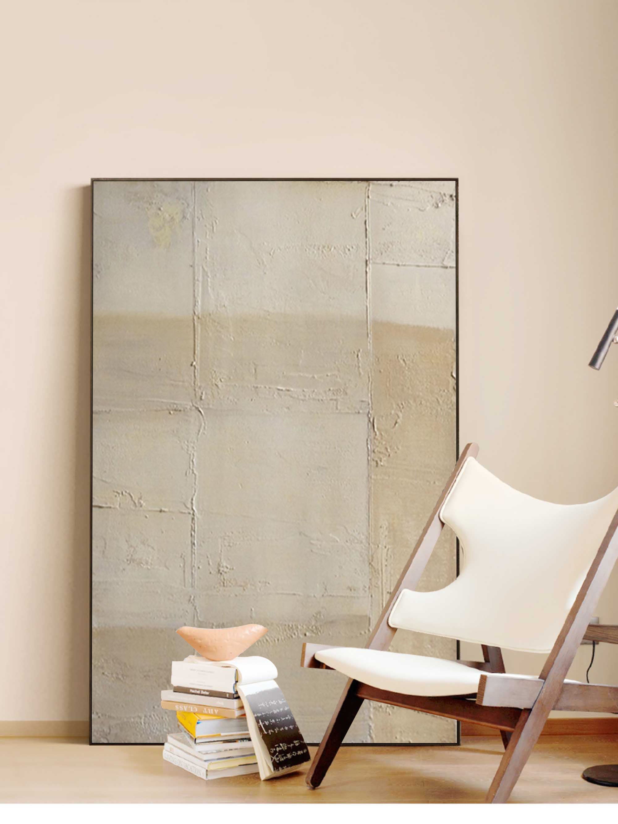 Brown And Beige Minimalist Wall Art 3d Textured Canvas Painting Original Beige And Brown Painting