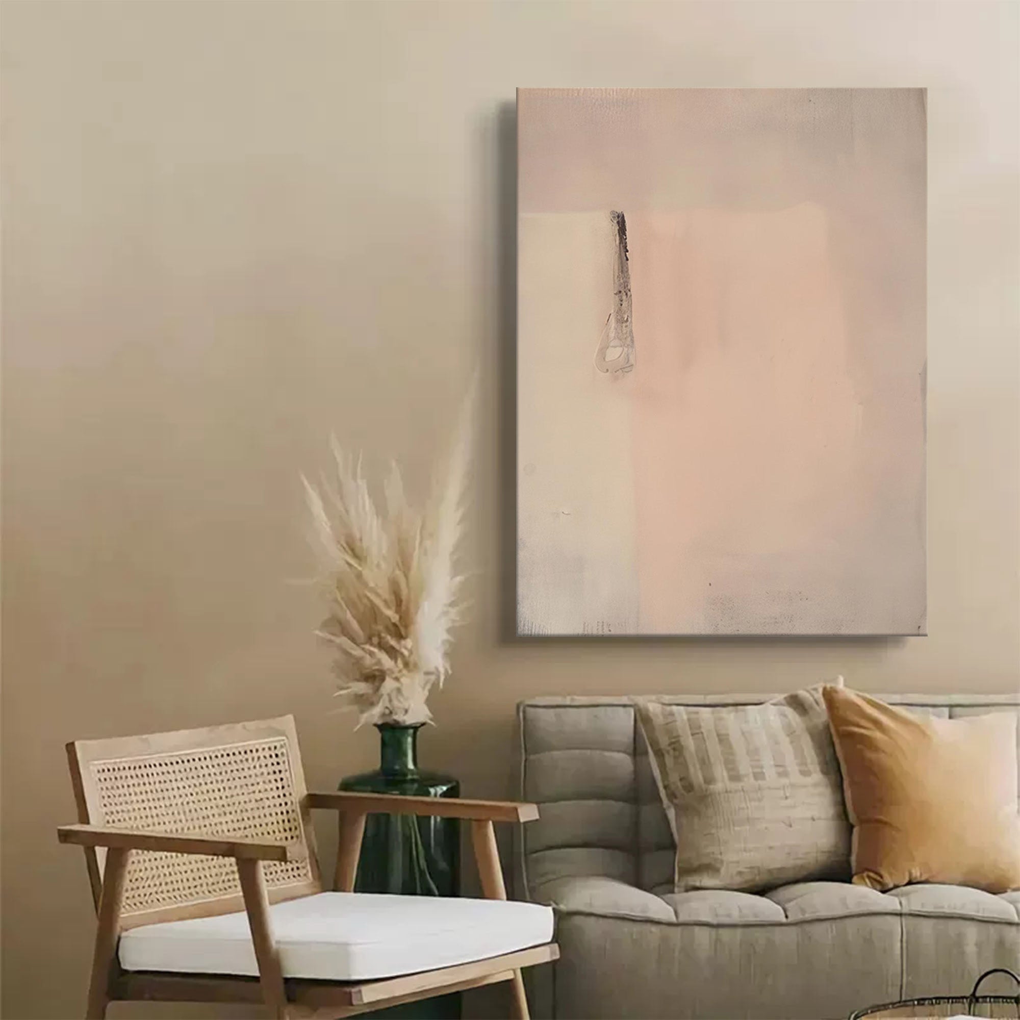 Large Beige And Pink 3d Abstract Painting Minimalist Beige Painting Beige Abstract Wall Art