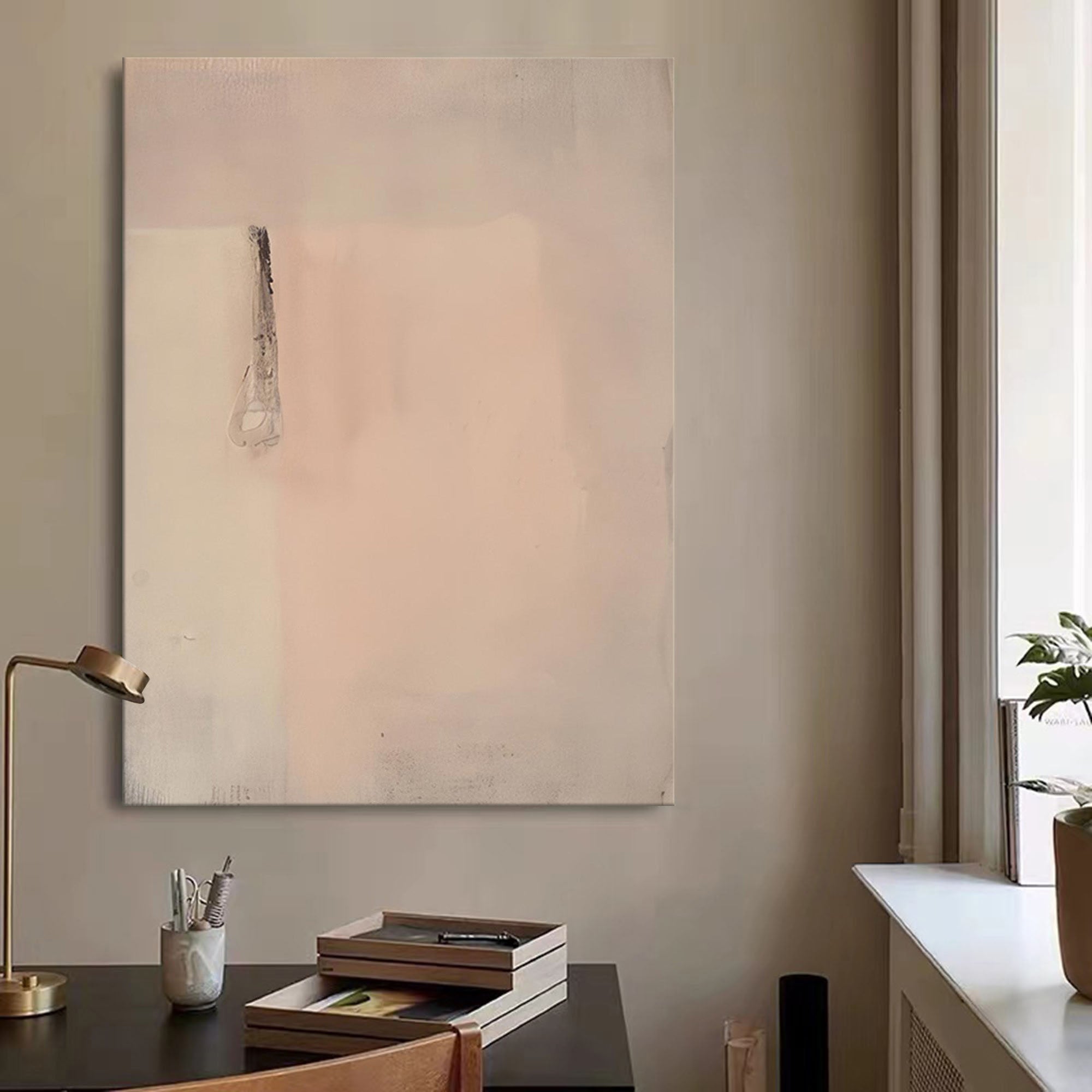 Large Beige And Pink 3d Abstract Painting Minimalist Beige Painting Beige Abstract Wall Art