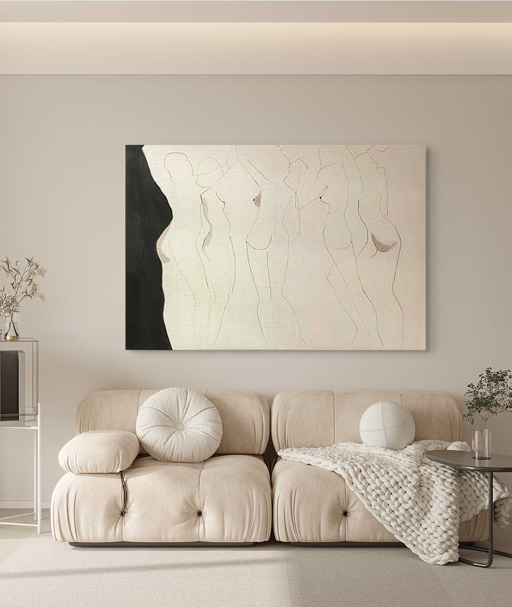 Minimal Woman Wall Art Woman Body Wall Art Abstract Women Oil Painting Boho Women Canvas Woman's Back Wall Art