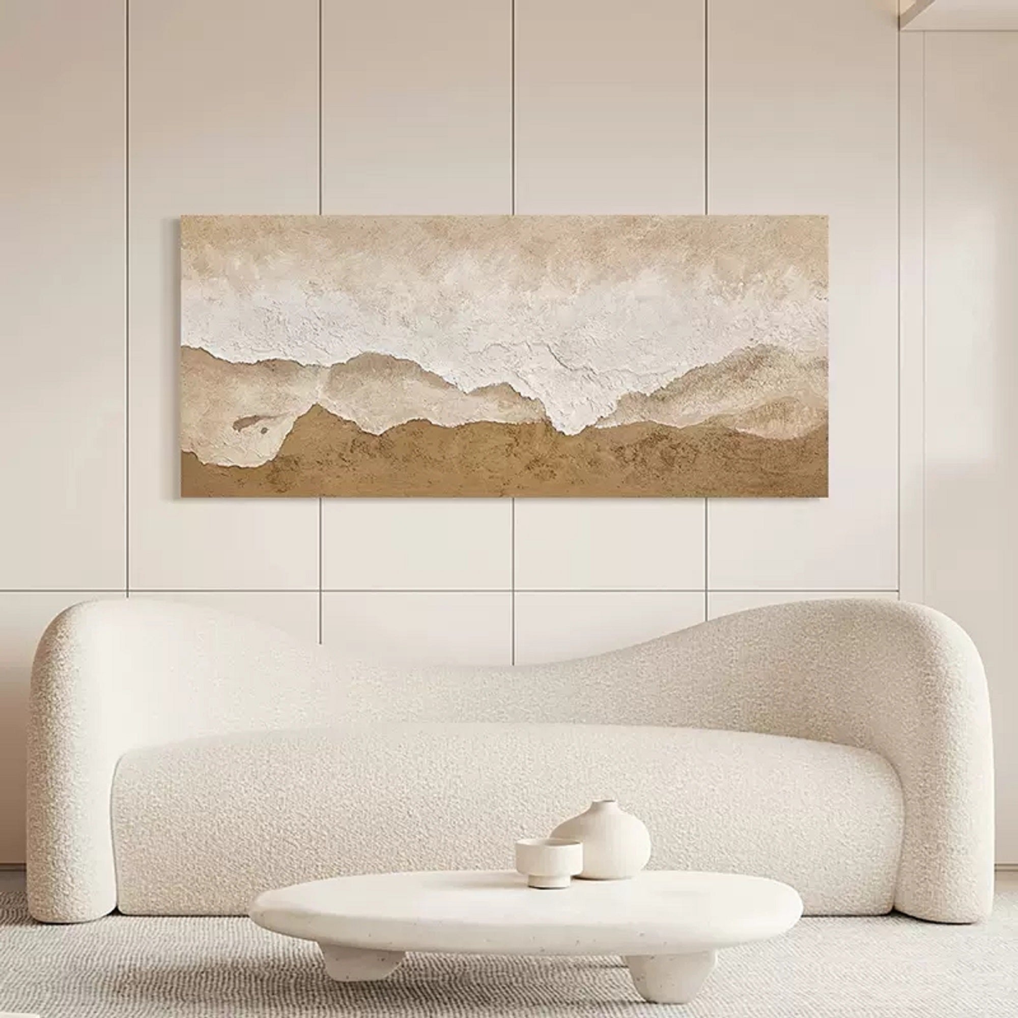 Large Texture Minimalist Landscape Painting Framed Minimalist Living ...