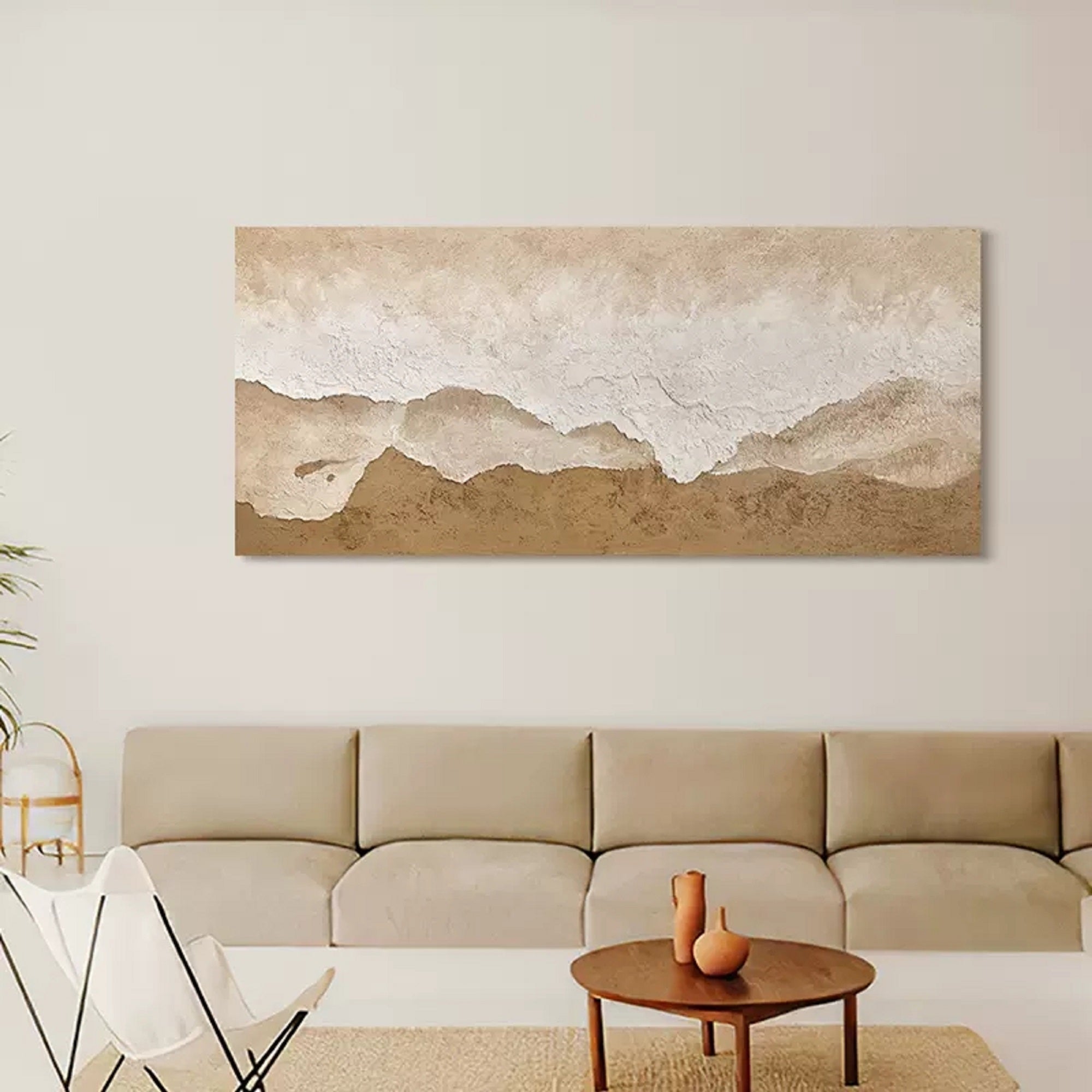 Large Texture Minimalist Landscape Painting Framed Minimalist Living ...