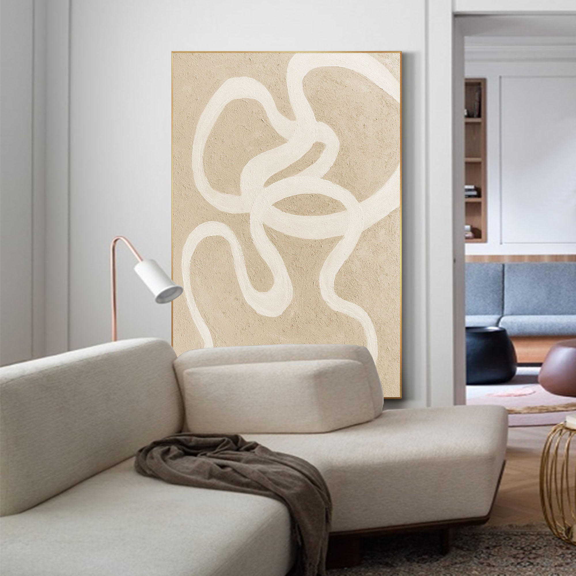 minimal art painting minimalist abstract line art large beige minimalist wall art framed