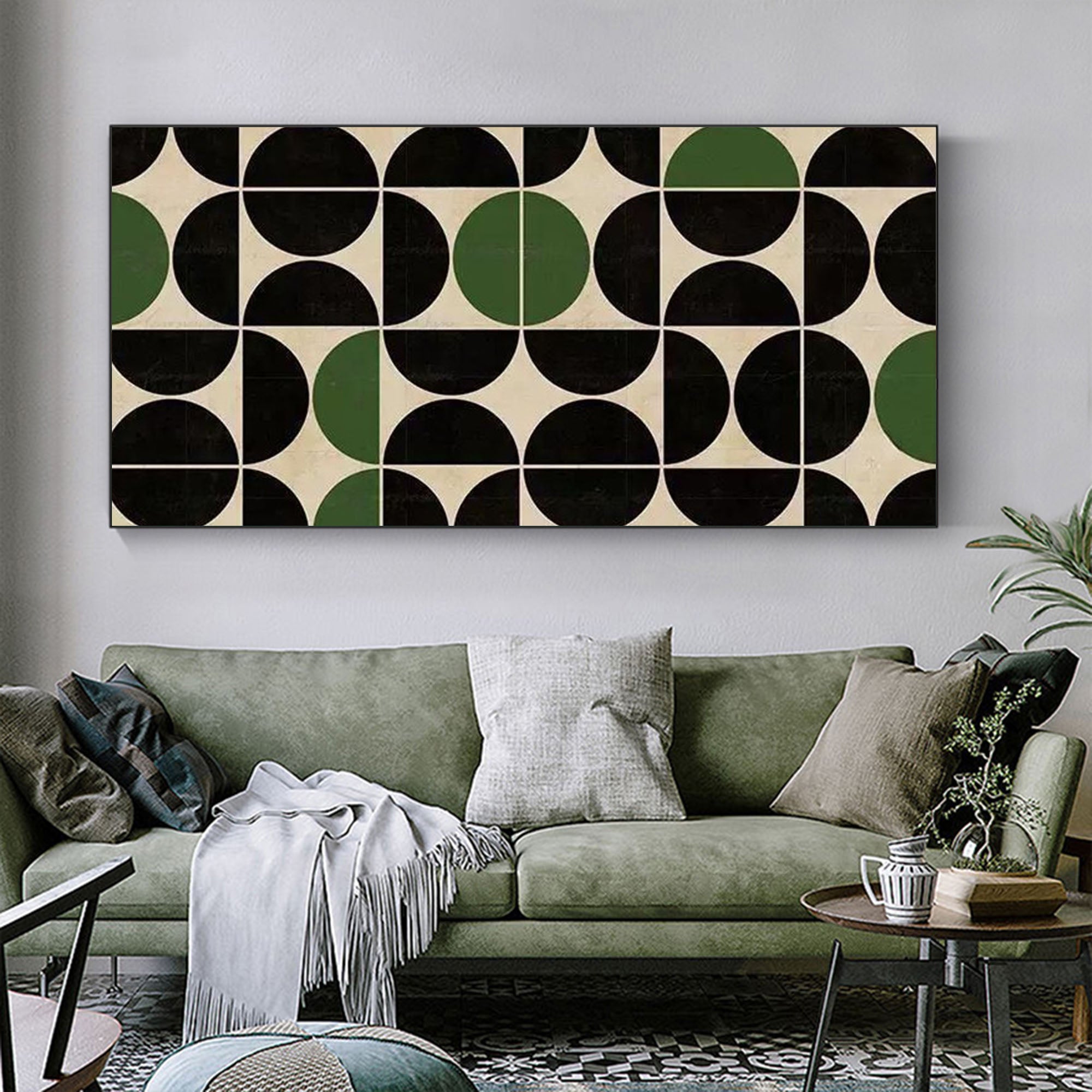 Large black and green minimalist art painting oversized modern minimalist painting minimal art painting