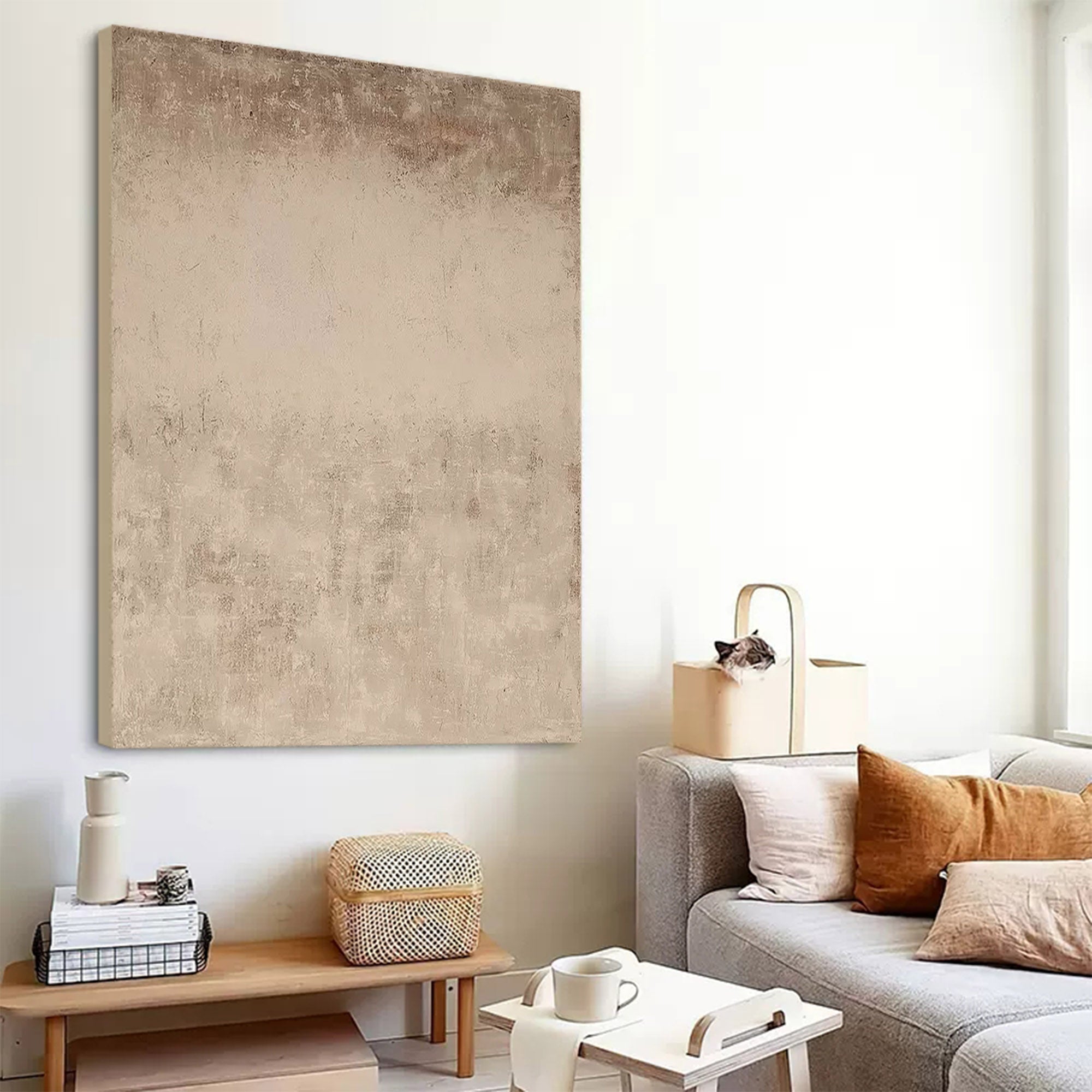 framed abstract minimalist wall art for living room brown texture minimalist painting