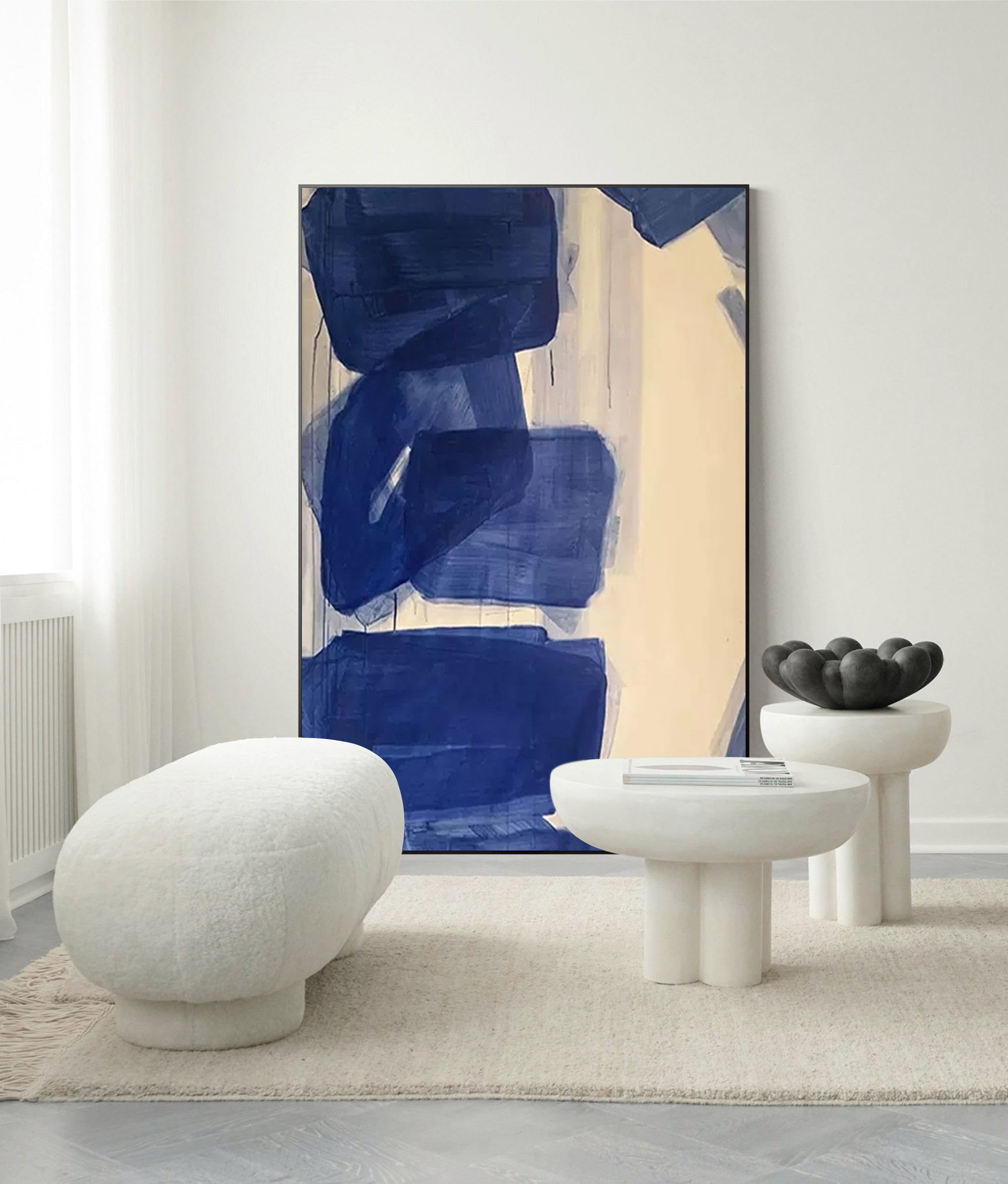 blue abstract minimalist wall painting blue minimalist geometric wall art for living room