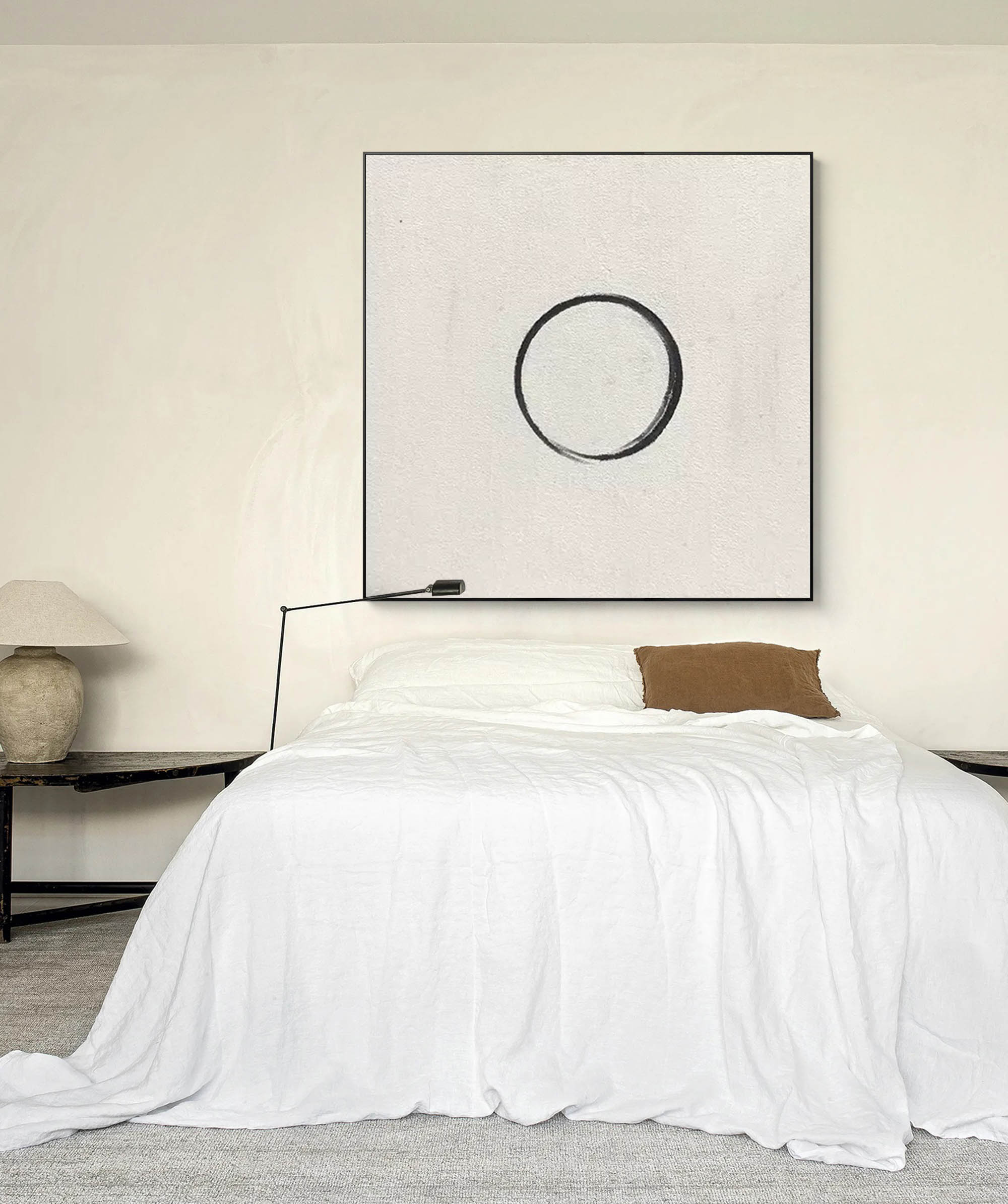 circle minimalist art minimalist black and white painting on canvas acrylic simplistic art