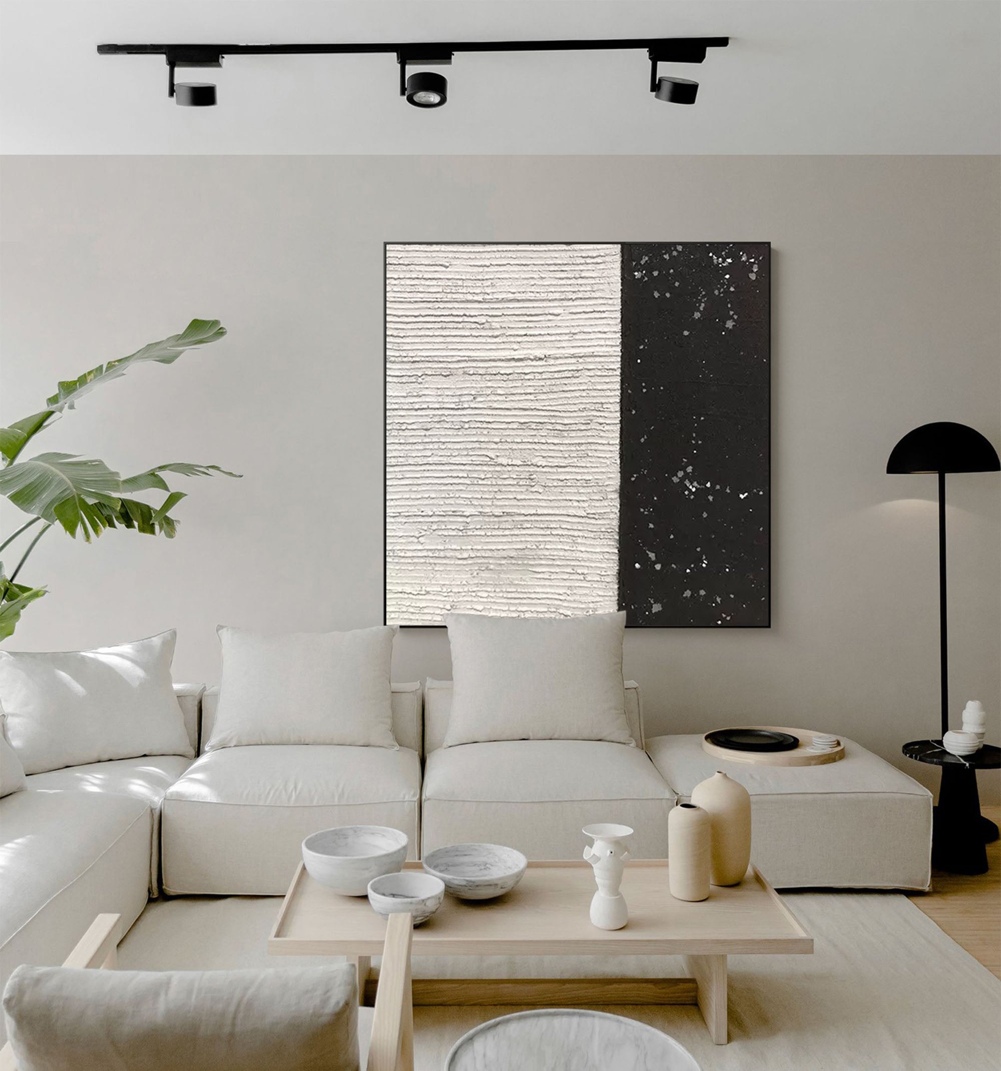 black and white minimalist painting texture abstract minimalist art for living room