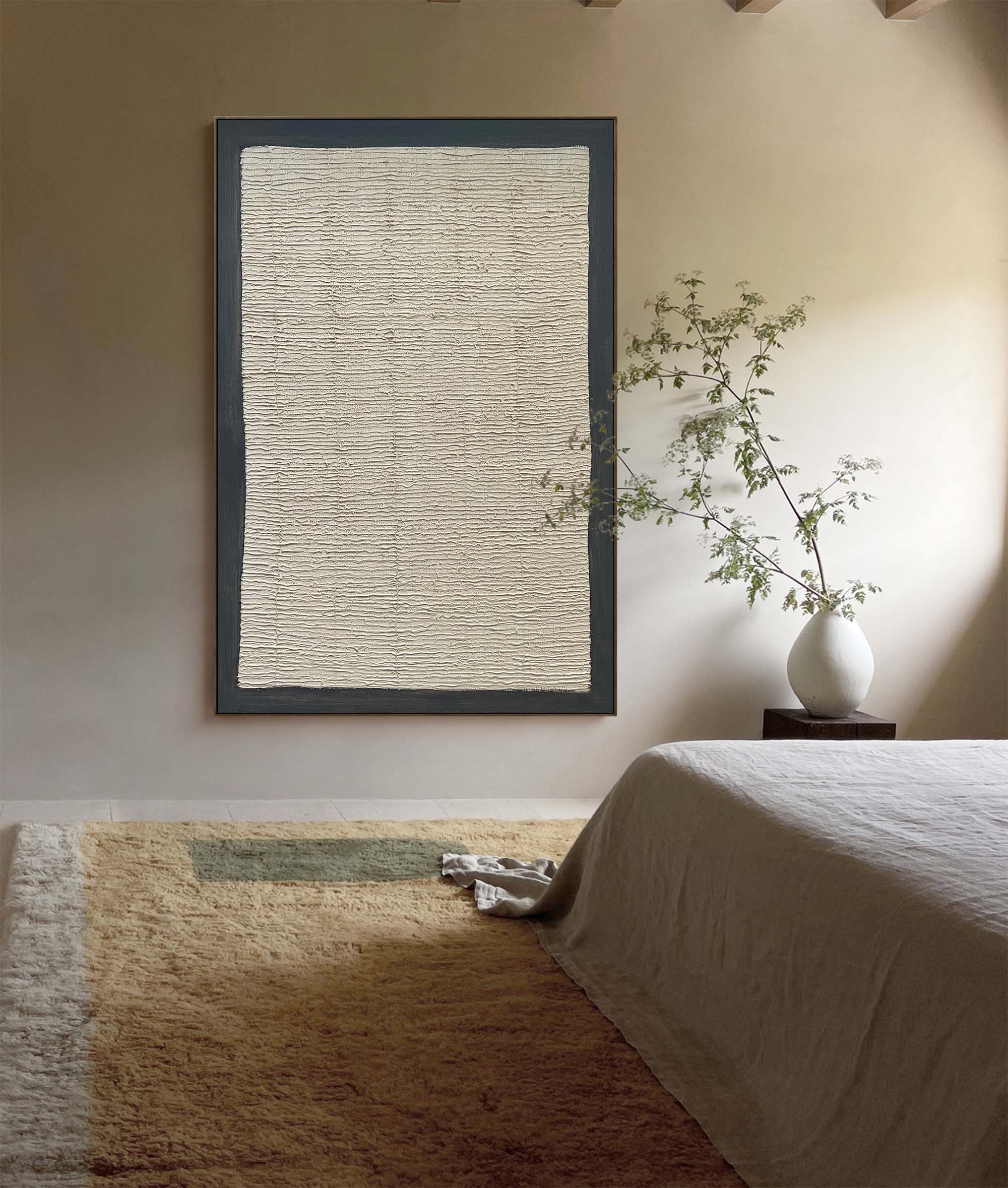 beige and gray texture minimalist painting modern abstract minimal art framed 