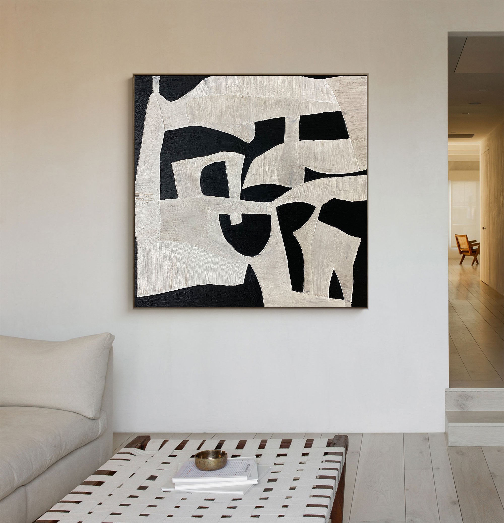 texture black and white geometric minimalist abstract art minimal acrylic painting